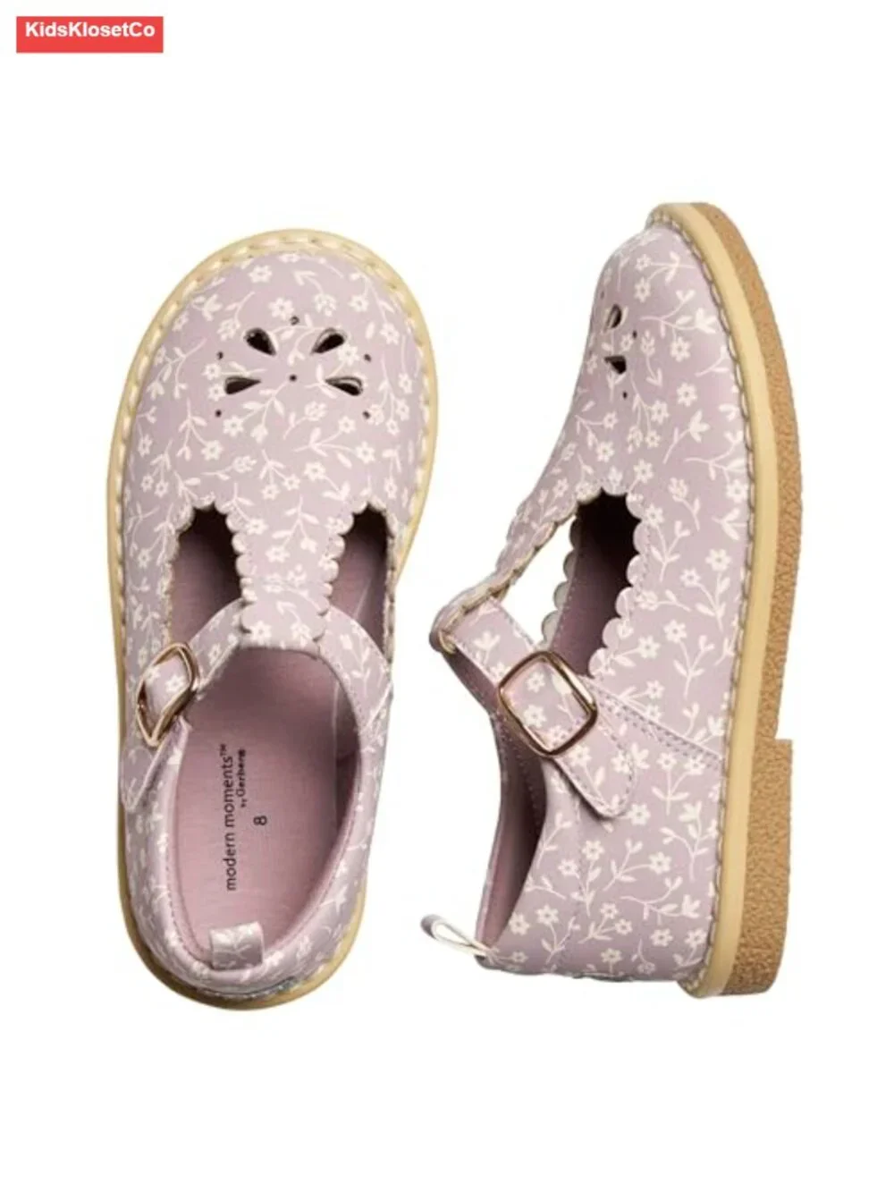 Toddler T-Strap Mary Jane Flats - Faux Leather Floral